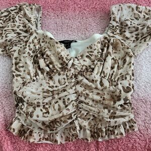 Forever 21 Animal Print Ruched Blouse